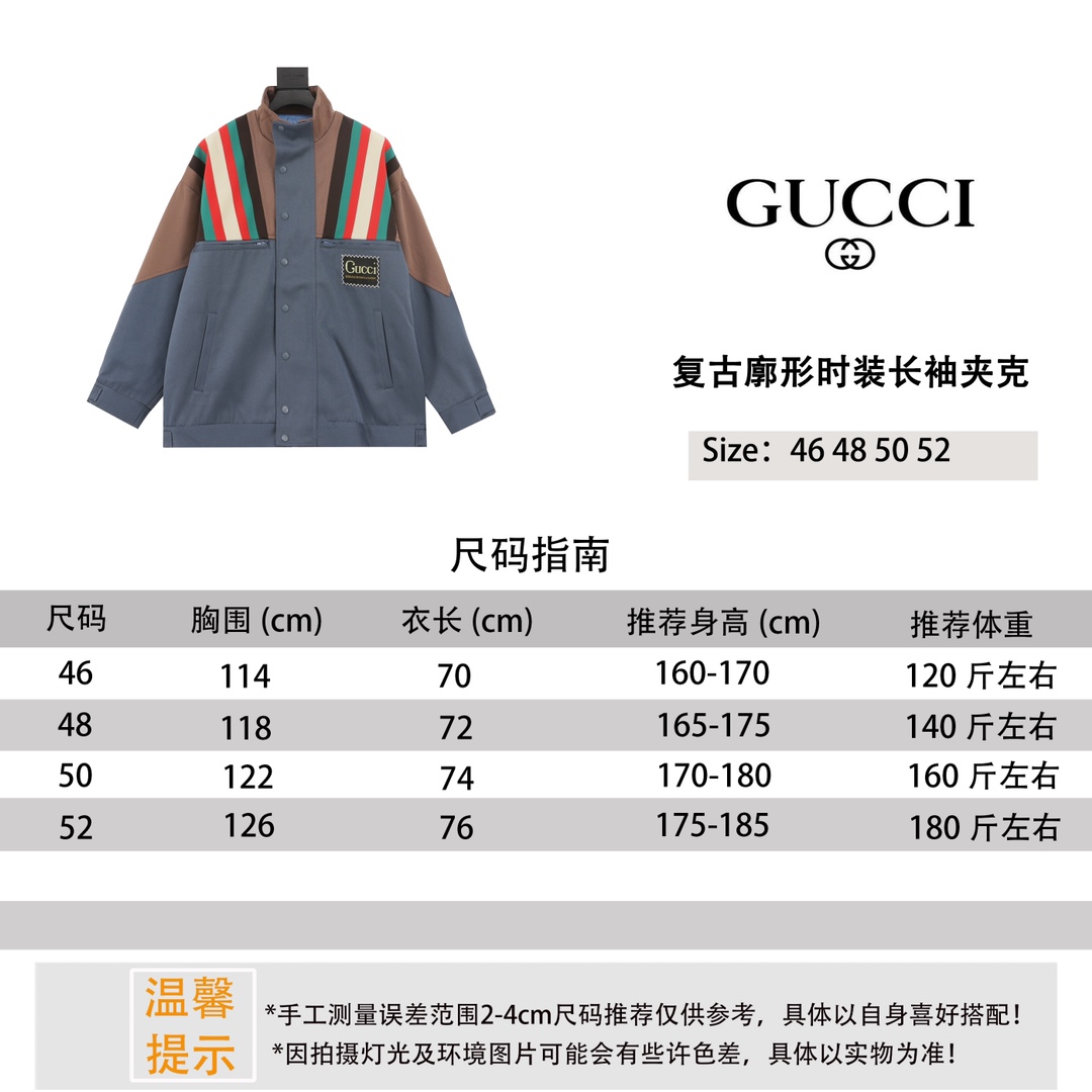 Gucci Roupa Casacos & Jaquetas Splicing Vintage Manga Longa