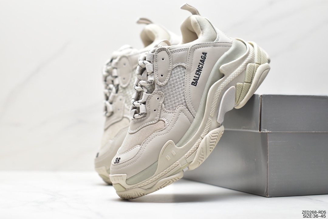 BALENCIAGA Triple S 巴黎世家/Balenciaga 三代做旧厚底老爹鞋