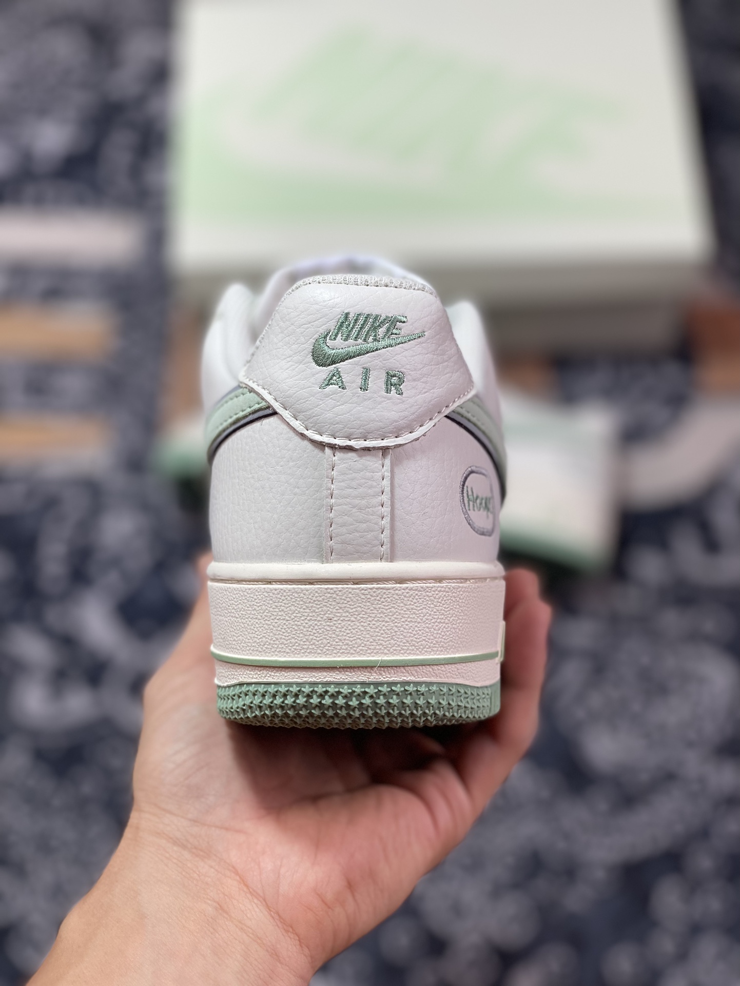 Nike Air Force 1'07 Low EMB ”Beige/Mint/Hoops/Mini Swoosh” Air Force One low-top sneakers ”off-white mint green Hoops embroidered small hook” HP2369-007