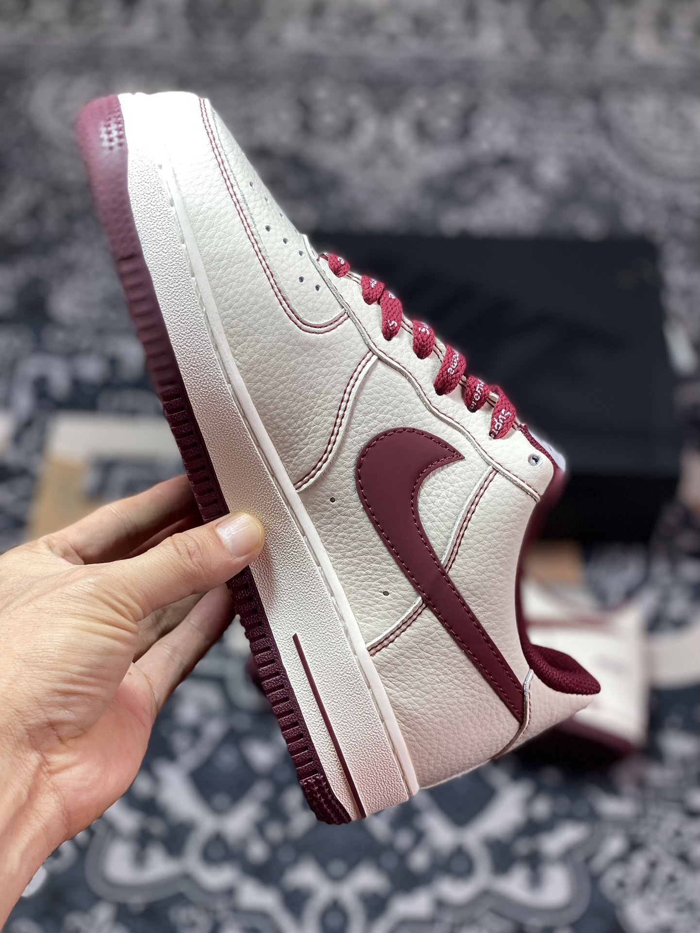 Sup x Air Force 1 Low joint beige wine red SU0220-013