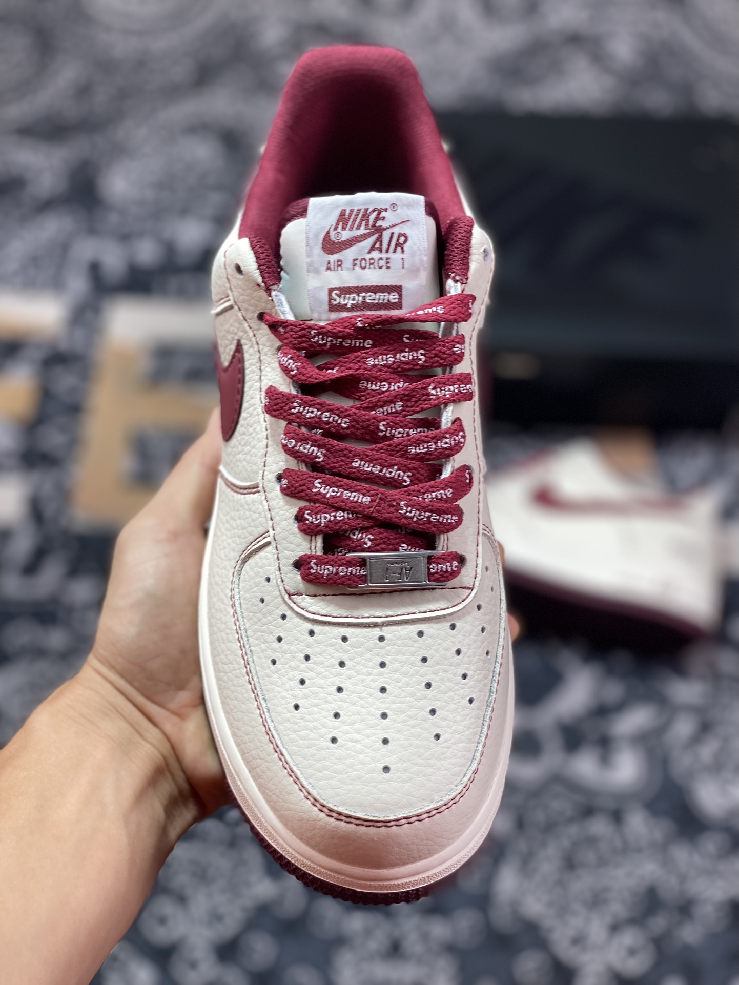 Sup x Air Force 1 Low joint beige wine red SU0220-013