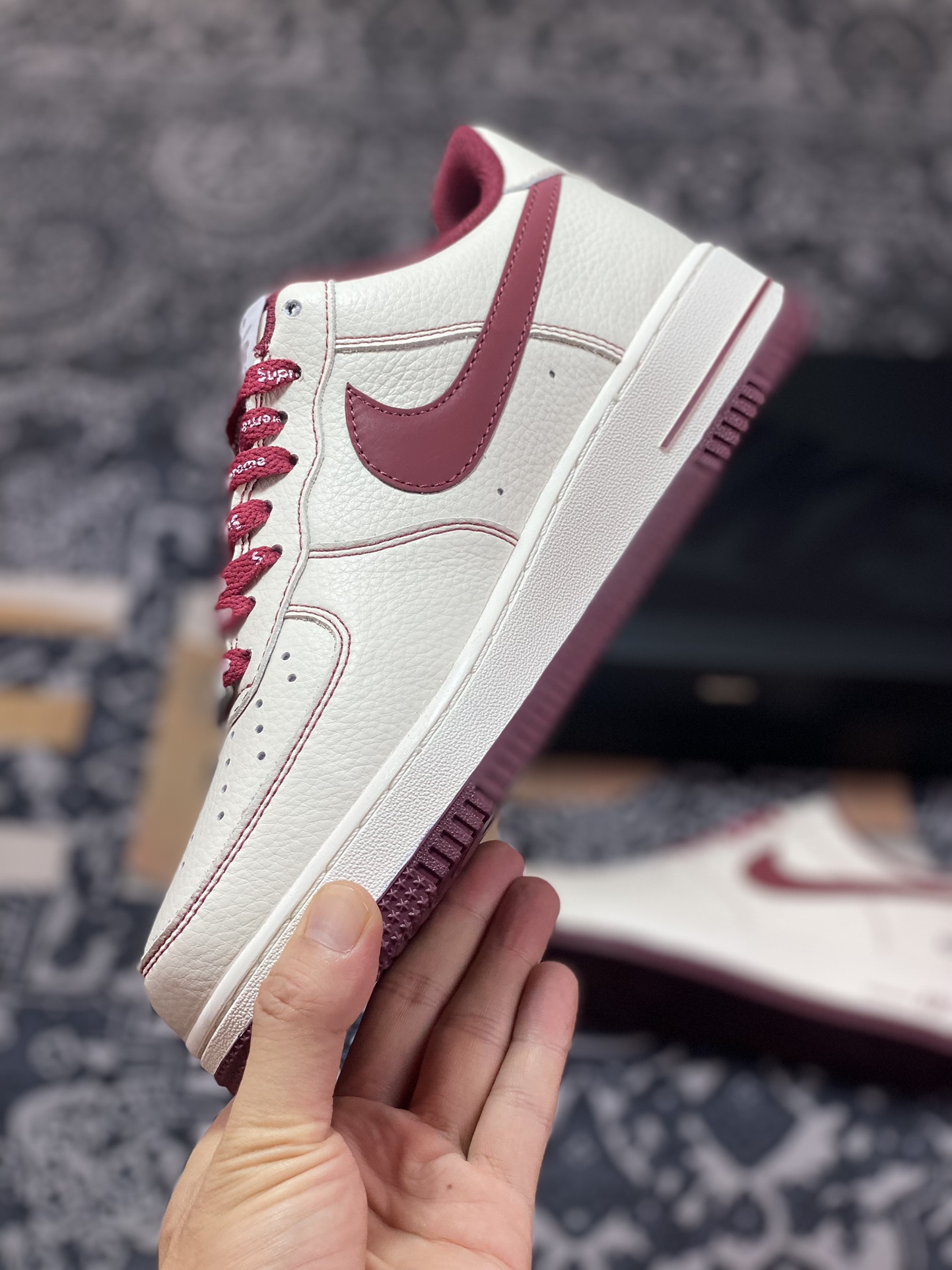 Sup x Air Force 1 Low joint beige wine red SU0220-013