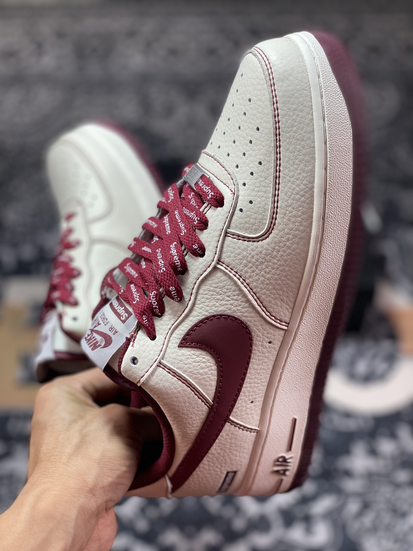 Sup x Air Force 1 Low joint beige wine red SU0220-013