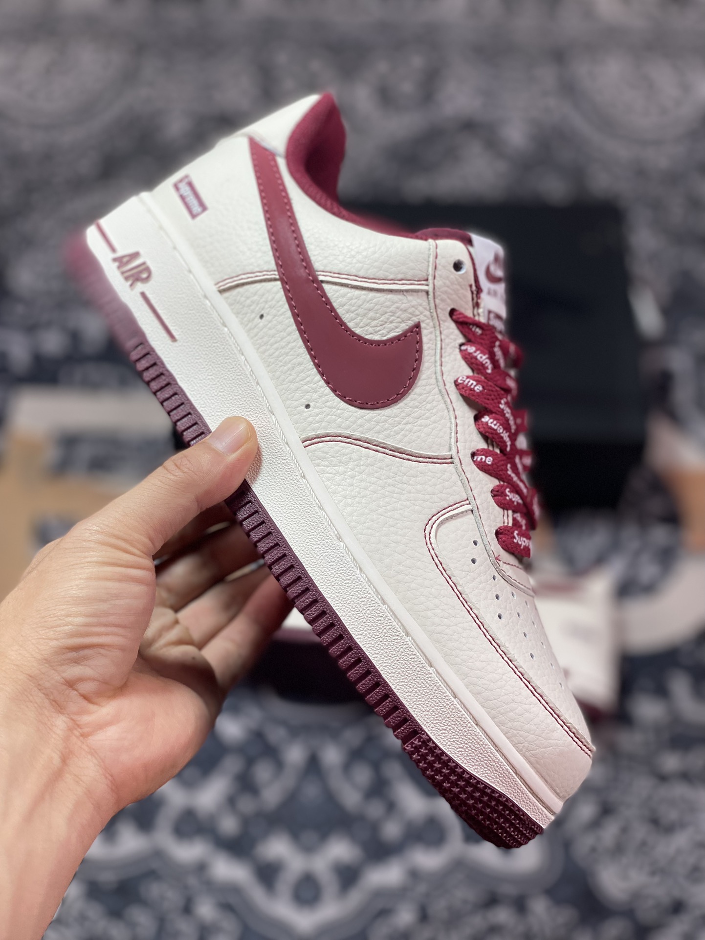 Sup x Air Force 1 Low joint beige wine red SU0220-013