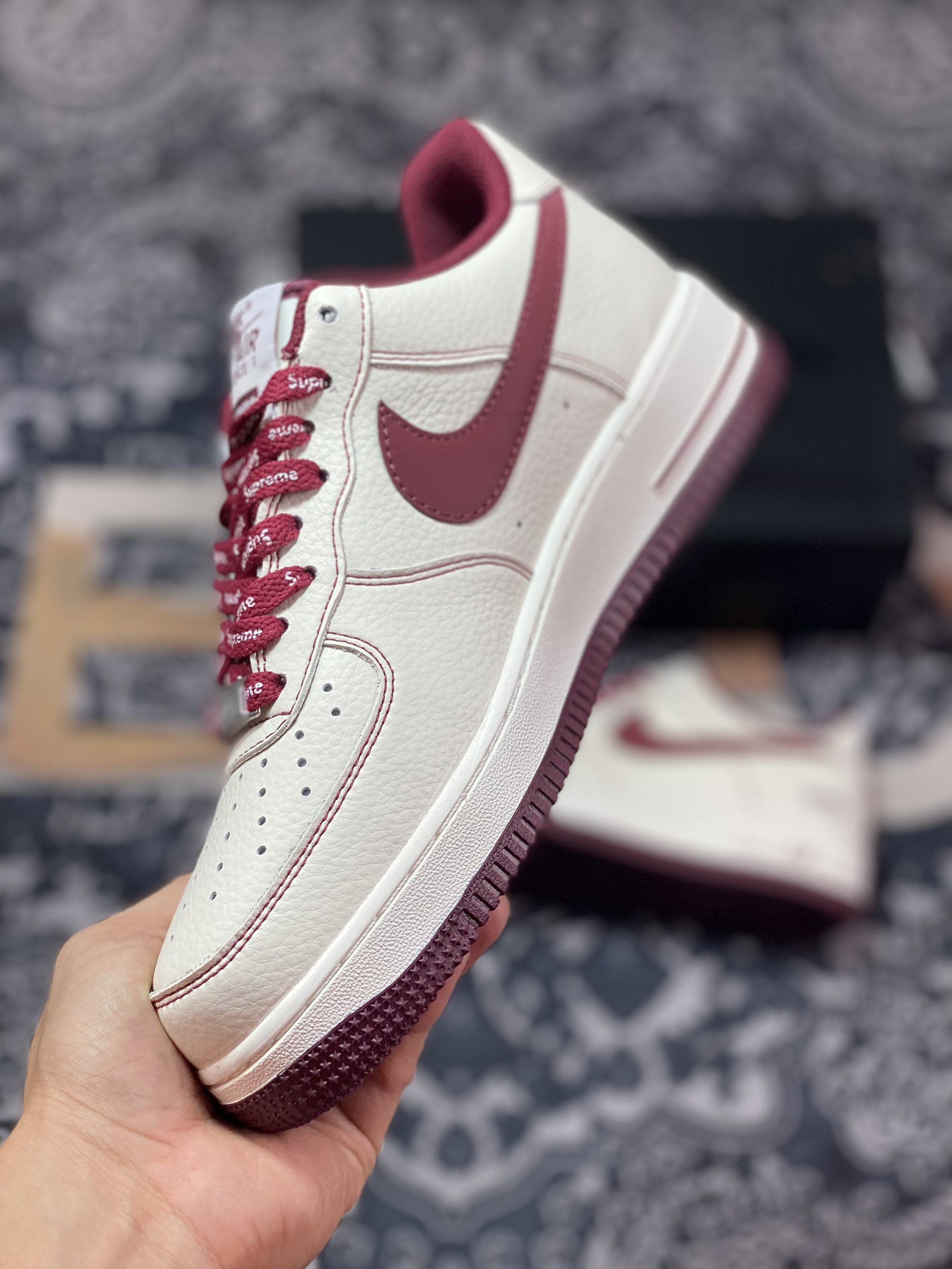 Sup x Air Force 1 Low joint beige wine red SU0220-013