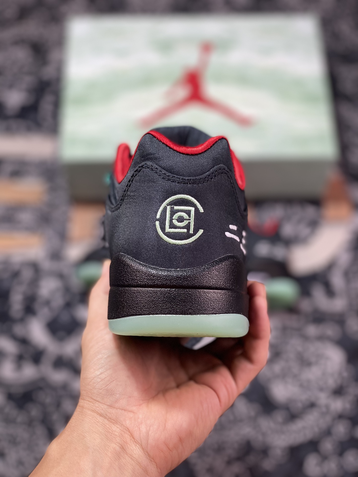 Clot x Air Jordan 5 Retro Low ”CNY” AJ5 Jordan 5 Chinese New Year Black Red Silk Emerald Luminous Tear DM4640-036