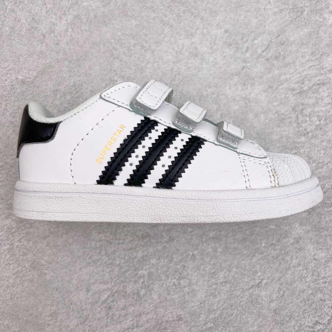 Adidas Superstar Foundation CF 官网同步魔术扣 贝壳头童鞋 萌娃必备 亲子套装首选金标贝壳头魔术贴童鞋 原装一体超软蓝底 脚感非凡 尺码:28 29 30 31 32 33 34 35-选品中心