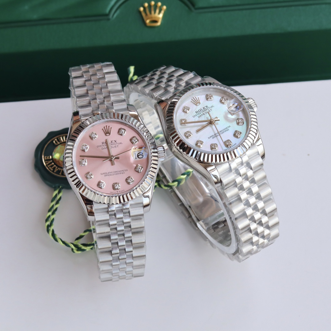 Rolex Datejust Watch Blue White Set With Diamonds Women