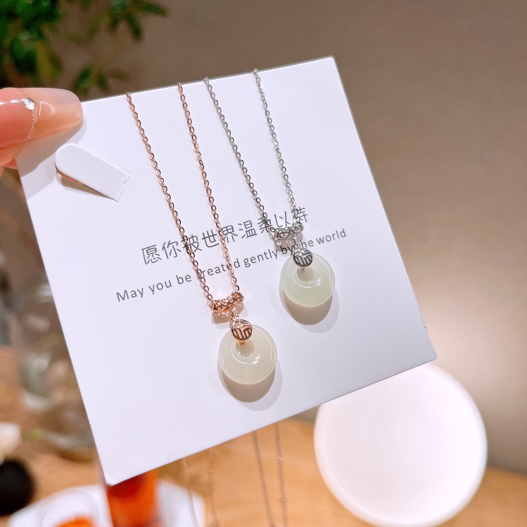 925 Silver Hetian Jade Necklace Cute Proposal Silver