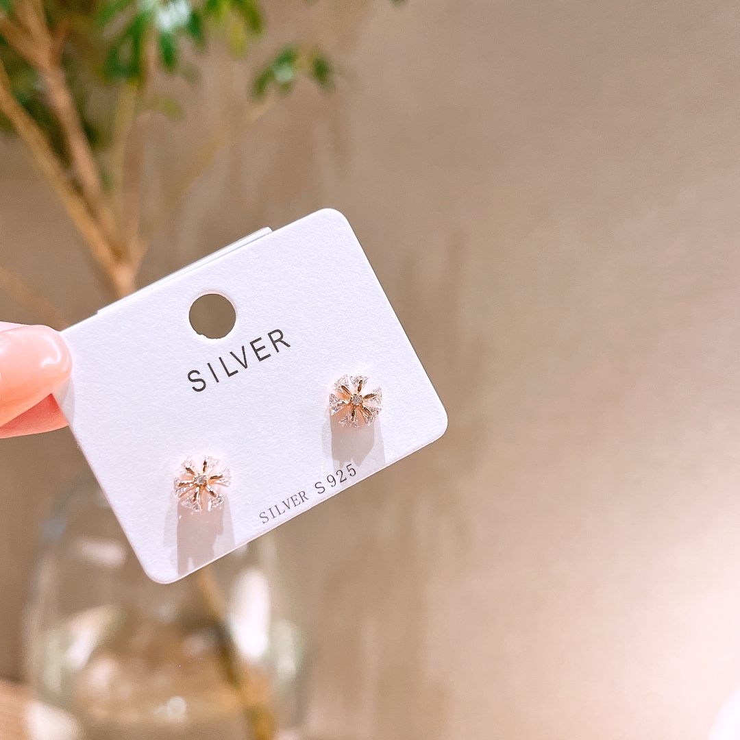 S925 Sterling Silver Earrings Fashion Banquet Gold