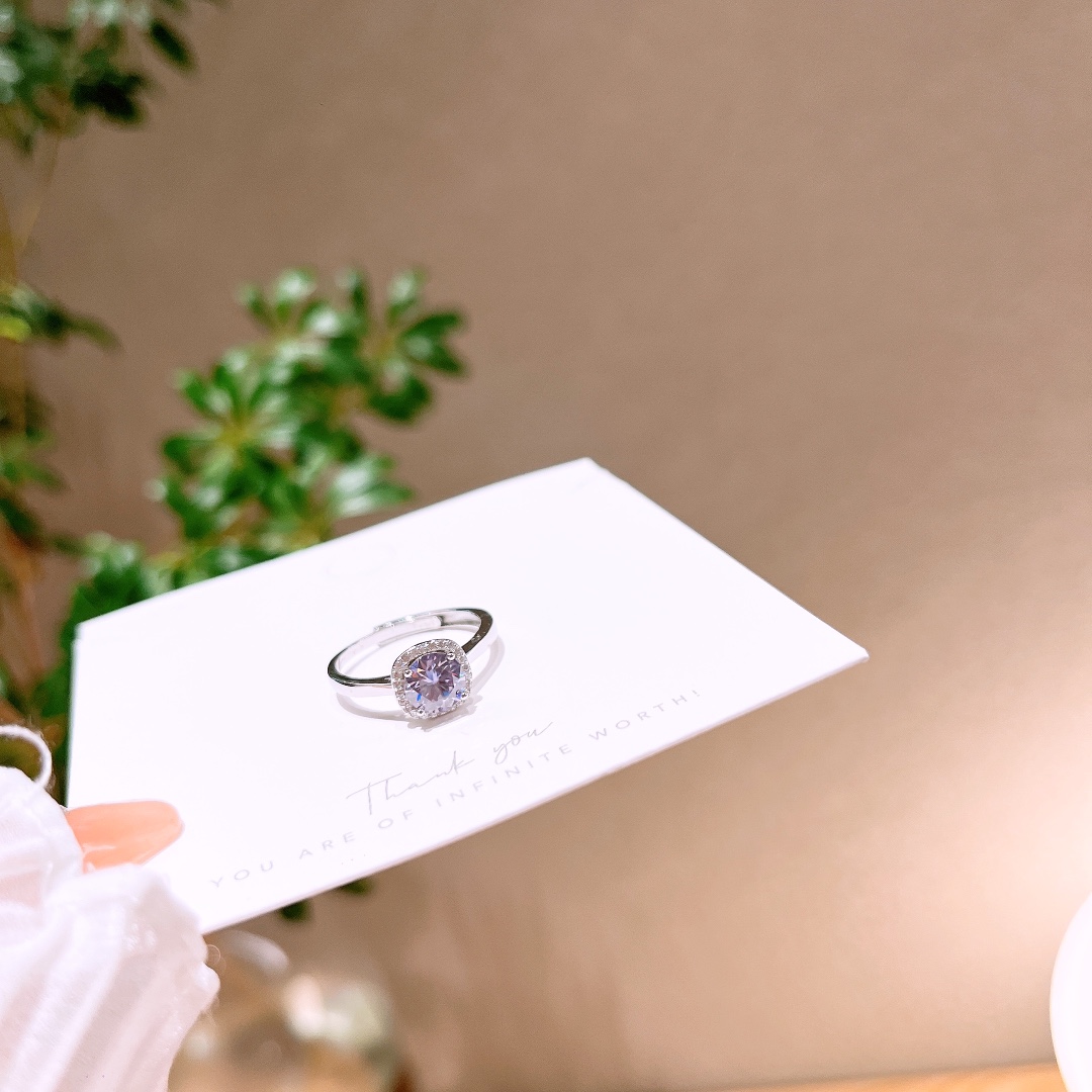 High Polish Silver Moissanite Ring Ethereal Mother's Day Gold