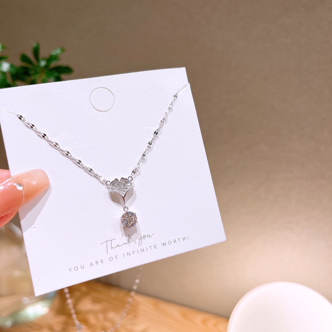 S925 Sterling Silver Moissanite Necklace Premium Gift for Her Gold