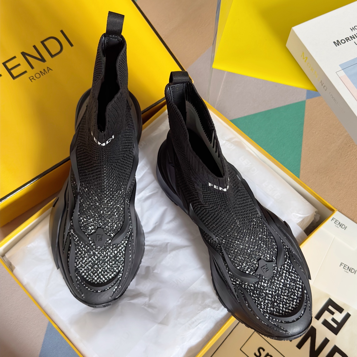 En línea
 Fendi Zapatos Zapatillas deportivas Impresión Universal para hombres y mujeres Mujeres Hombres Tejido Caucho Tpu Pantalones deportivos