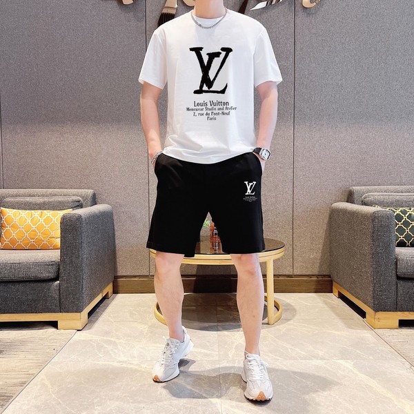 Louis Vuitton Clothing Shorts T-Shirt Two Piece Outfits & Matching Sets Quality Replica Men Short Sleeve