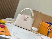 Louis Vuitton LV Capucines Bags Handbags White Taurillon Chains M23082