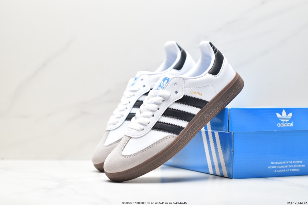 105 阿迪达斯三叶草Adidas Originals Samba Vegan OG”SPD”桑巴舞板鞋“银雾公主蕾丝边焦糖底” B75806