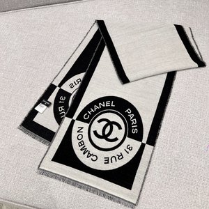 Wholesale Sale Chanel AAA+ Scarf Black Grey White Cashmere Silk Wool Winter Collection