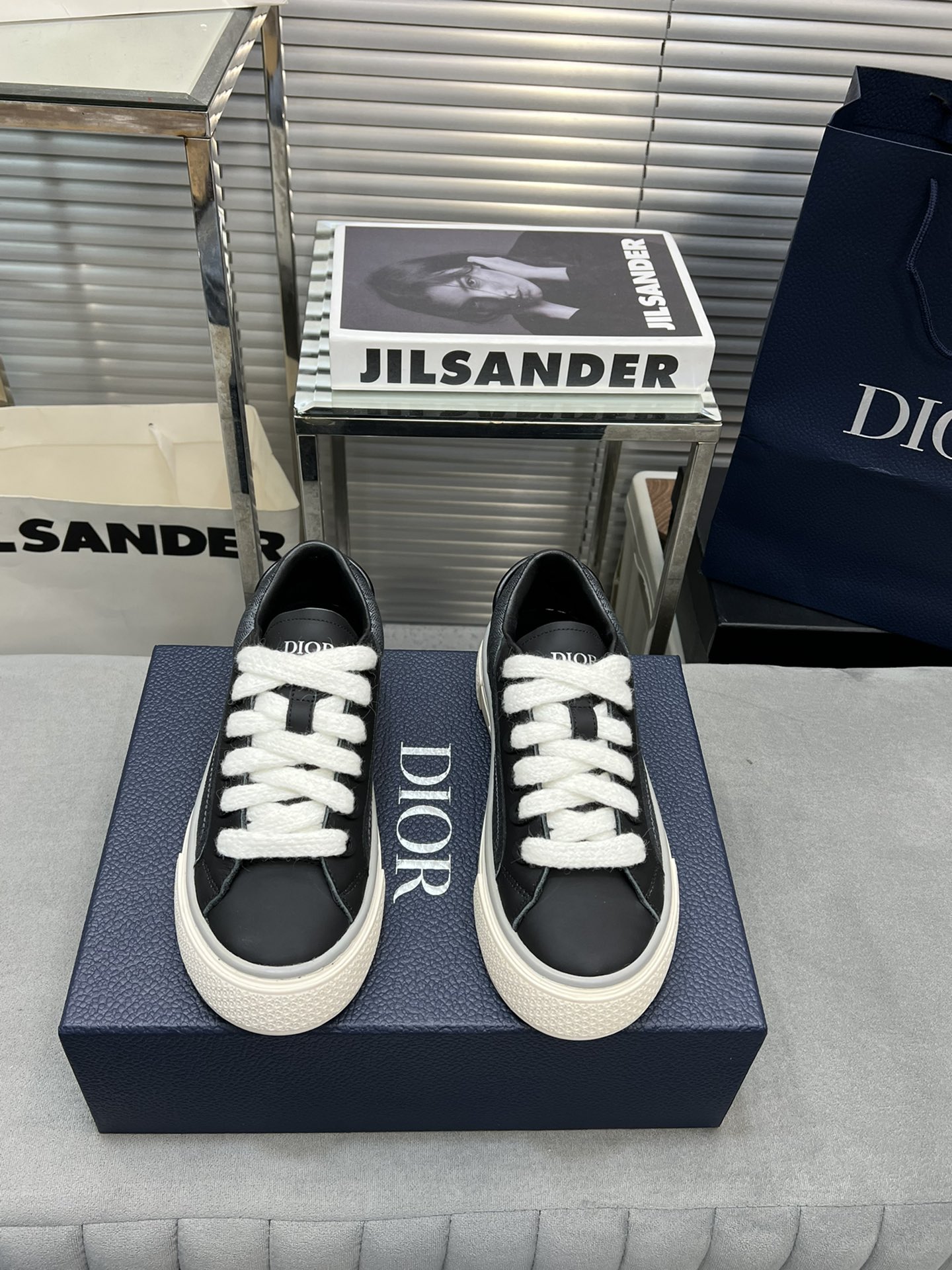 Dior Skateboard Shoes Sneakers Blue Navy White Yellow Printing Unisex Women Men Cowhide Denim Rubber Sheepskin TPU Fall Collection Oblique Casual