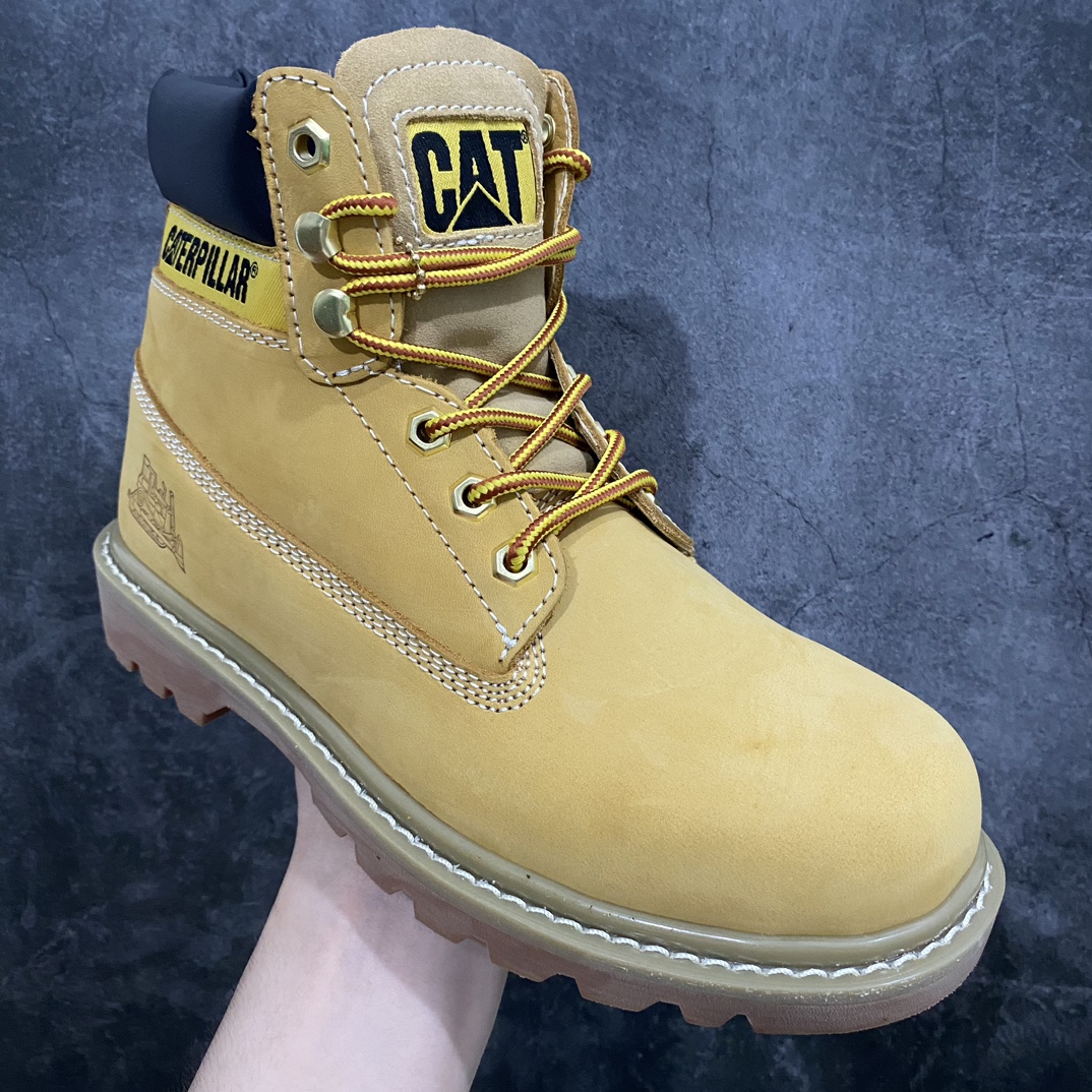 [Original version] Tough bulldozer brand CAT Carter BRUISER B4C Founder high-top Martin boots winter outdoor casual shoes trendy work boots ”wheat yellow black crystal bottom” men's shoes