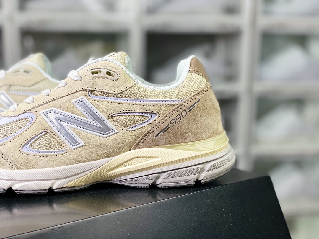 New Balance in USA M990V4 ”Grey Day” series American-made pedigree running shoes ”cream yellow white khaki” U990TE4