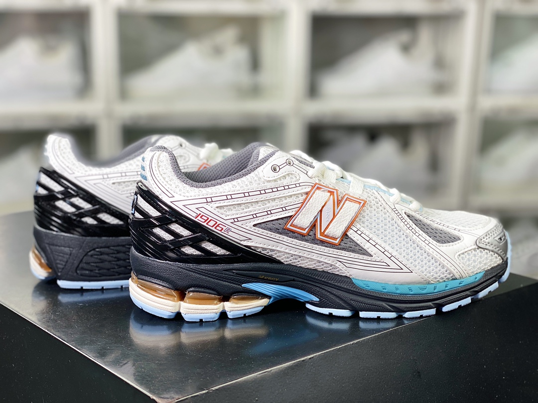 New Balance M1906R series low-top retro dad style casual sports jogging shoes ”white, gray, black, light blue and orange” M1906RBO