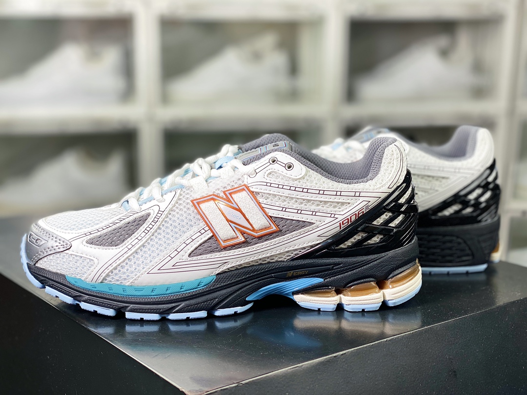 New Balance M1906R series low-top retro dad style casual sports jogging shoes ”white, gray, black, light blue and orange” M1906RBO