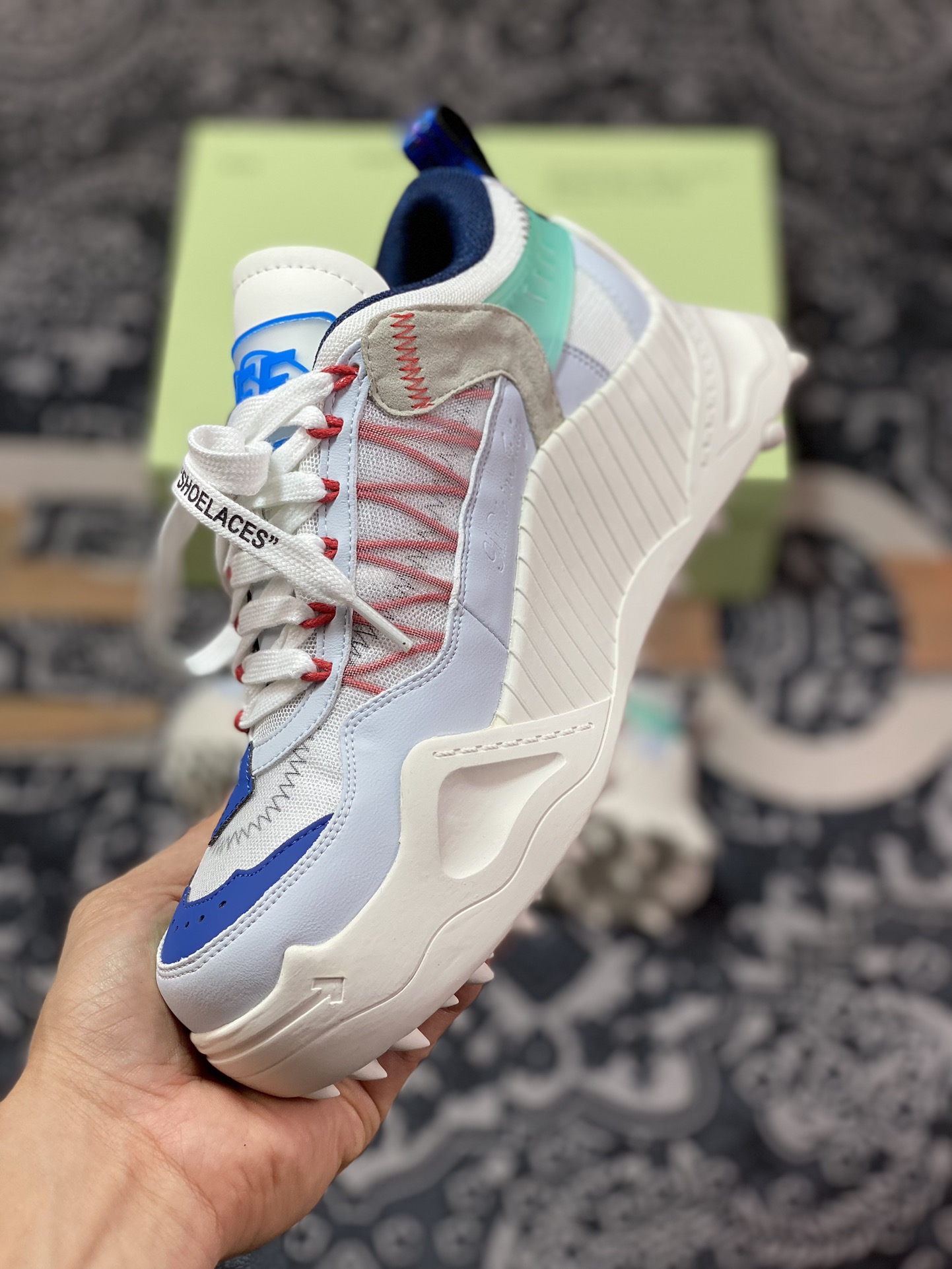 Off-White ODSY-1000 Chunky Arrow Arrow Series Low-top Arrow Heightening Sneakers ”White Light Blue Red Dark Blue” OMIA139S23FAB0010146