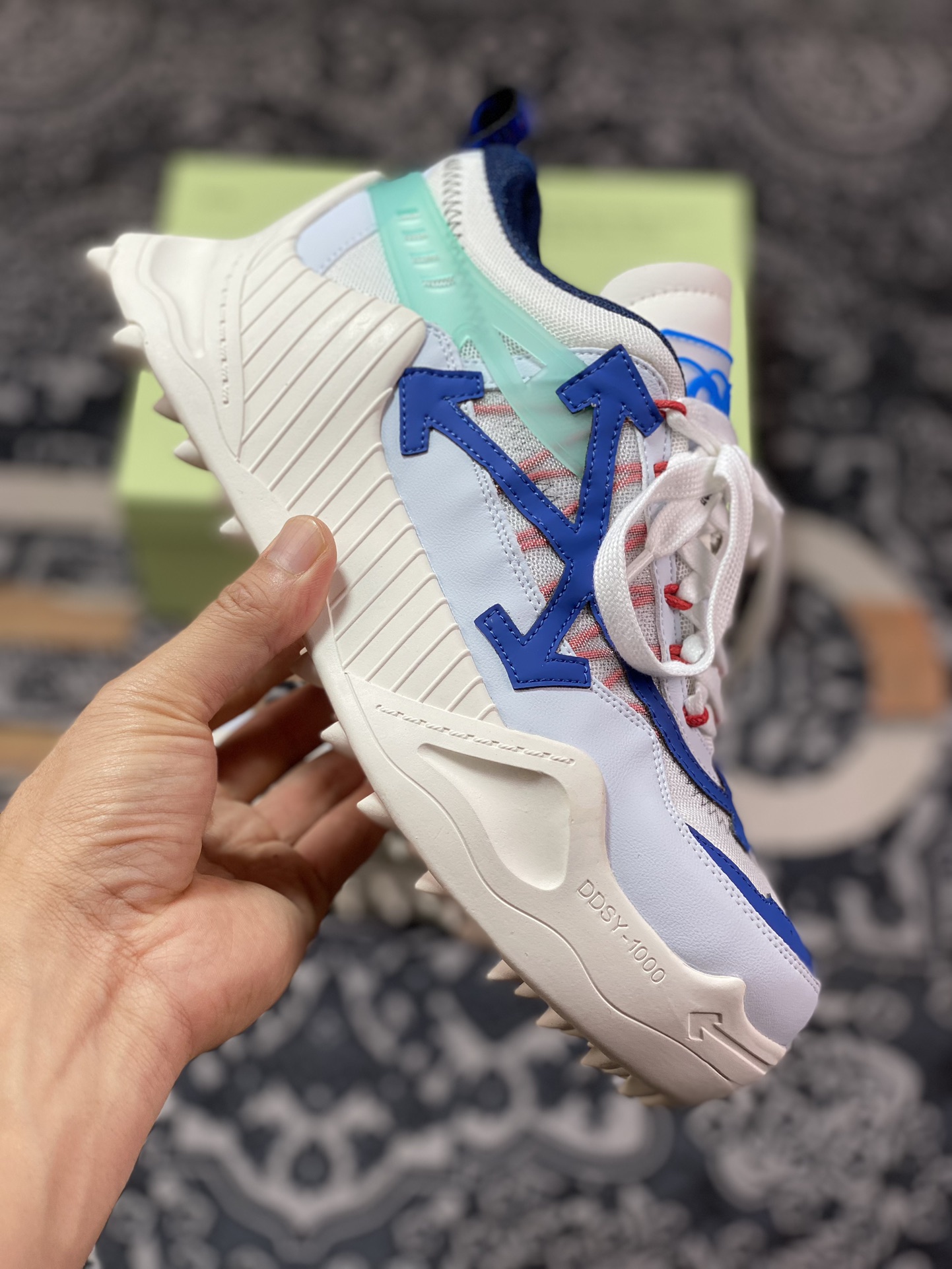 Off-White ODSY-1000 Chunky Arrow Arrow Series Low-top Arrow Heightening Sneakers ”White Light Blue Red Dark Blue” OMIA139S23FAB0010146