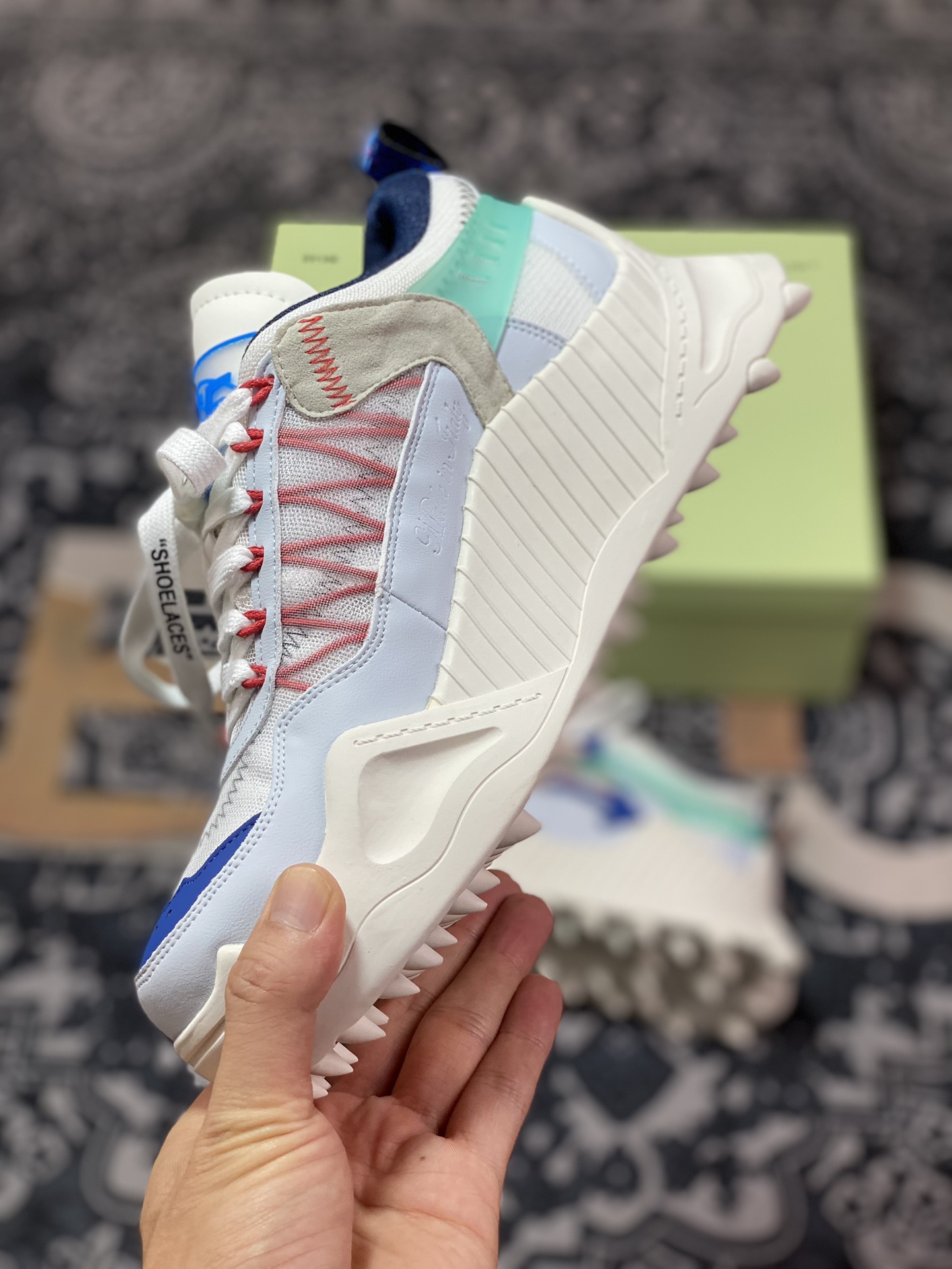 Off-White ODSY-1000 Chunky Arrow Arrow Series Low-top Arrow Heightening Sneakers ”White Light Blue Red Dark Blue” OMIA139S23FAB0010146