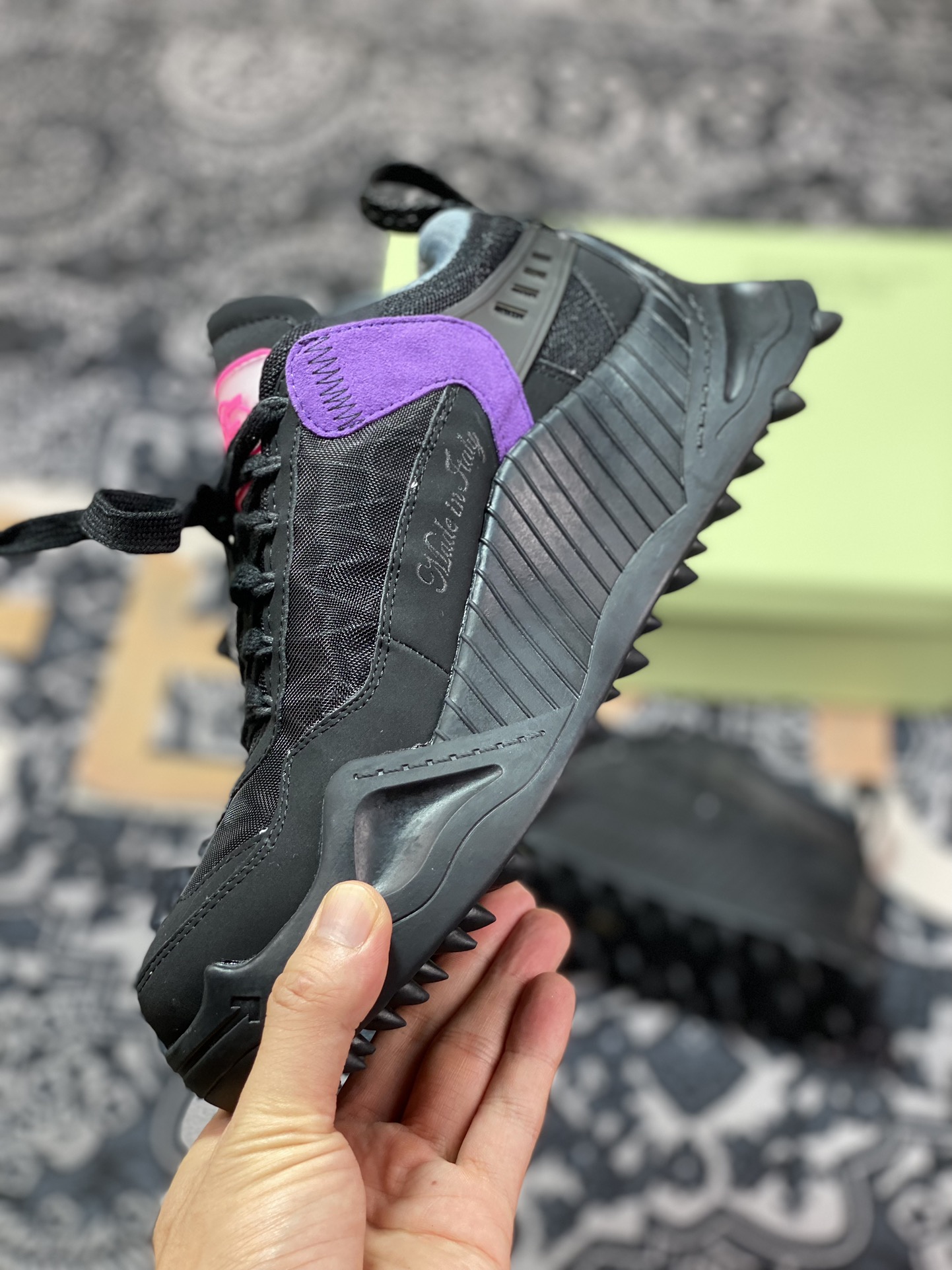 Off-White ODSY-1000 Chunky Arrow Low-Top Sneakers ”Samurai Black Pink Purple” OMIA139C99FAB0011000