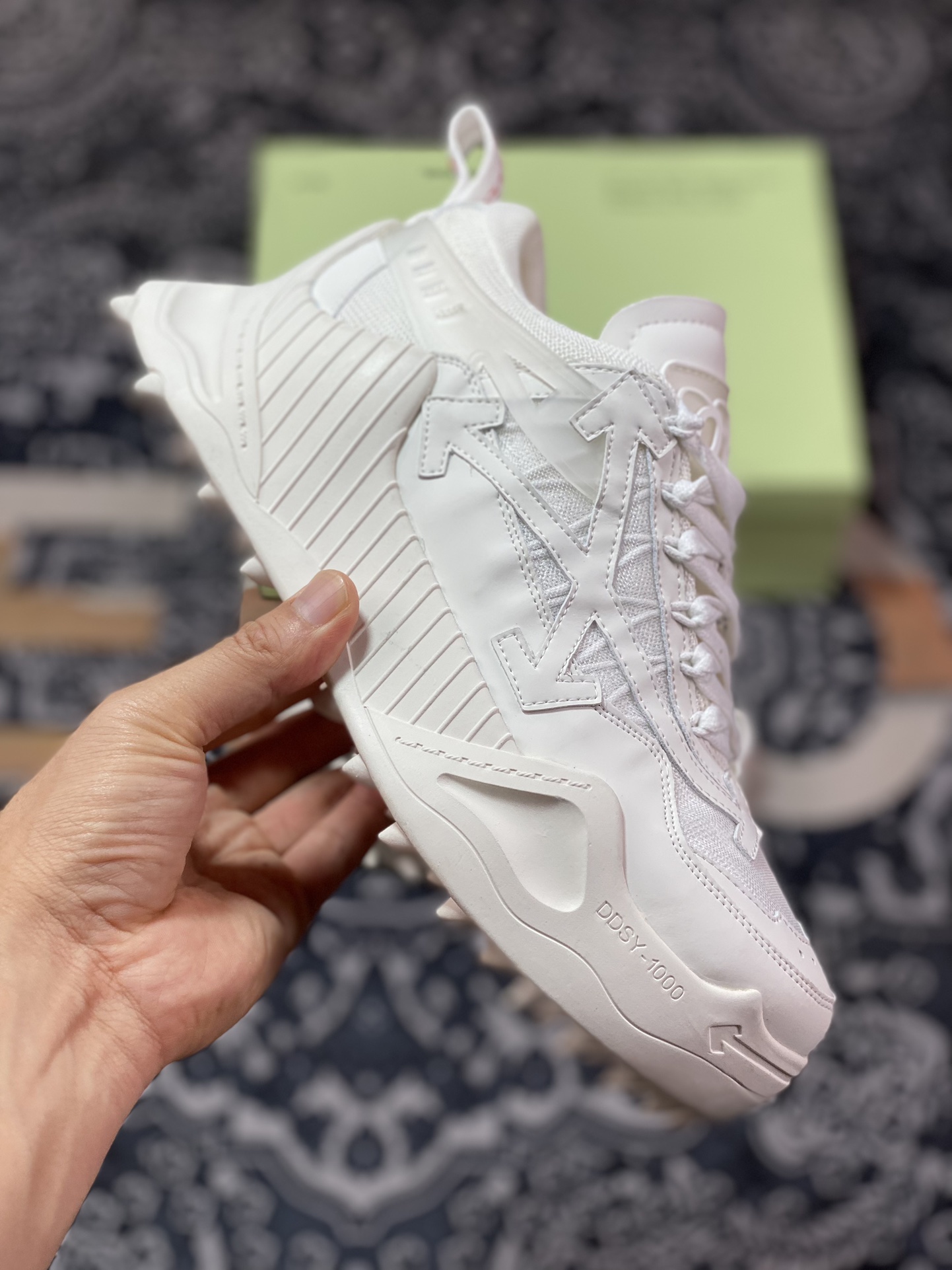 Off-White ODSY-1000 Chunky Arrow Low-top Heightened Sneakers ”All White” OMIA139F21FAB0020101