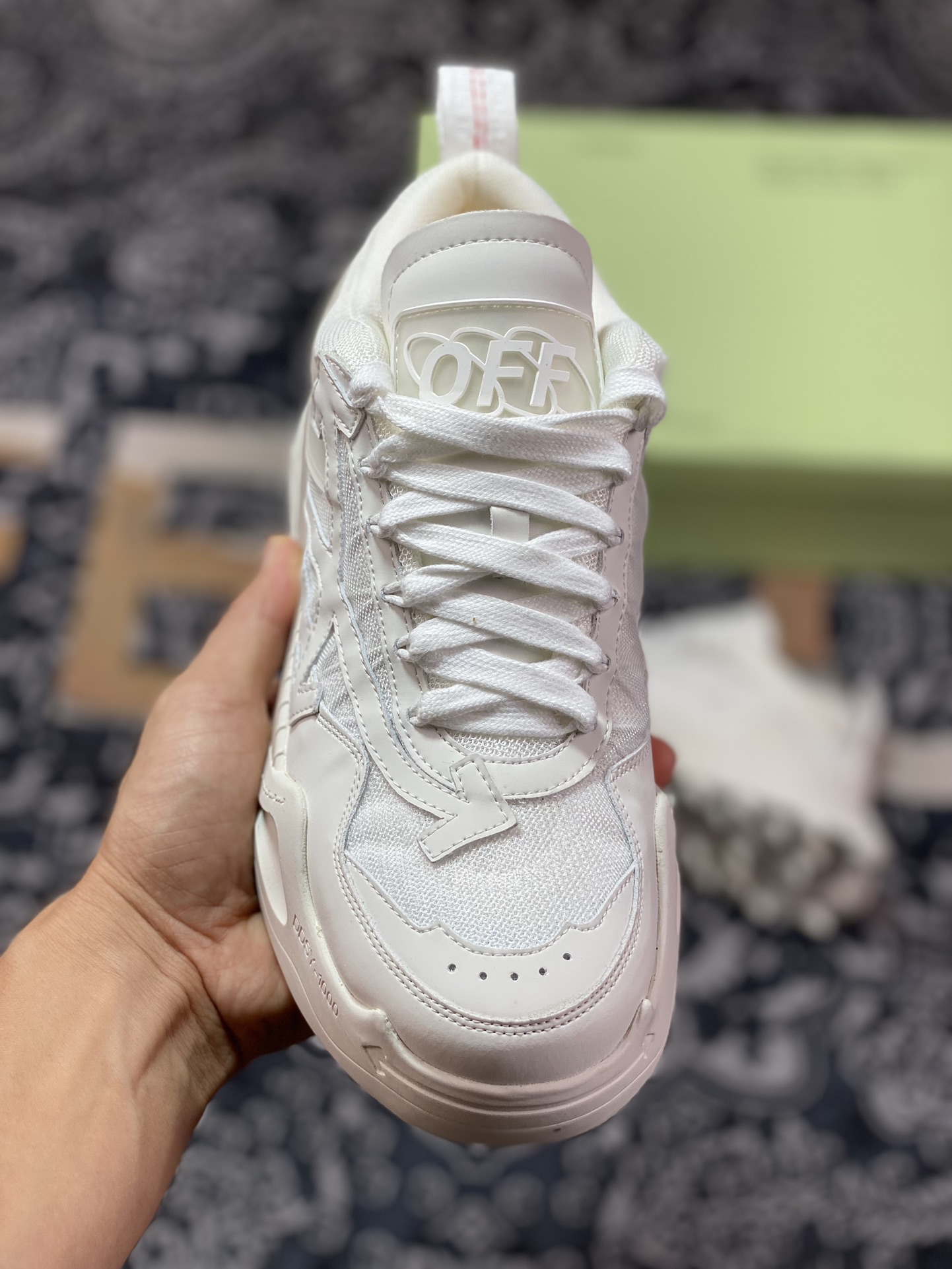 Off-White ODSY-1000 Chunky Arrow Low-top Heightened Sneakers ”All White” OMIA139F21FAB0020101