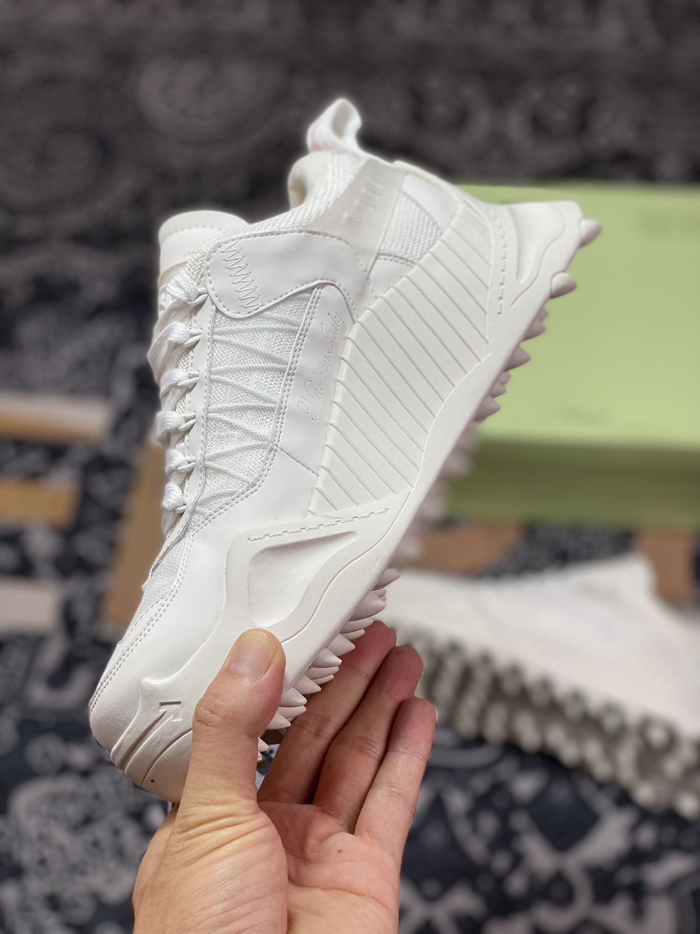 Off-White ODSY-1000 Chunky Arrow Low-top Heightened Sneakers ”All White” OMIA139F21FAB0020101