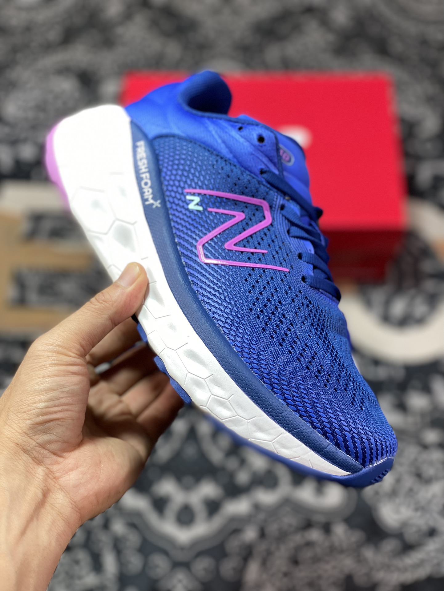 New Balance Fresh Foam X 840Fv1 series low-top lightweight thick-soled running shoes ”Royal Blue, White and Purple” W840FBP