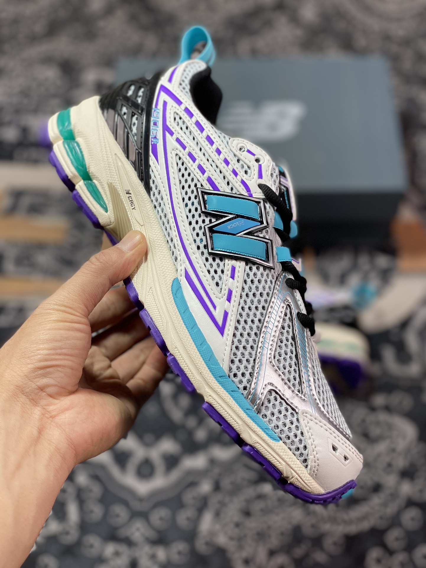 New Balance M1906R series low-top retro dad style casual sports jogging shoes ”white, silver, light blue and purple handle” M1906RCF