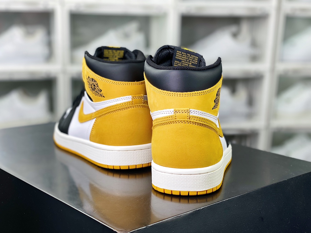 Air Jordan 1 Retro High OG ”Yellow Ochre MPV” AJ1 classic basketball shoes ”black and yellow toe white and yellow six crowns” 555088-109