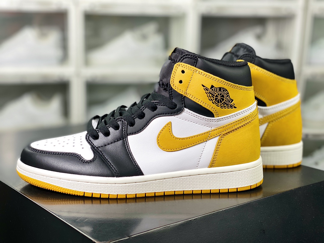 Air Jordan 1 Retro High OG ”Yellow Ochre MPV” AJ1 classic basketball shoes ”black and yellow toe white and yellow six crowns” 555088-109