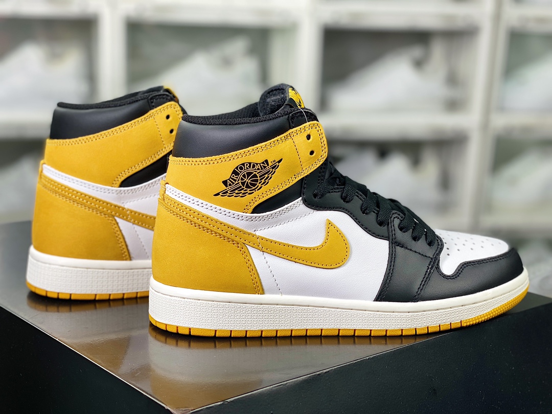 Air Jordan 1 Retro High OG ”Yellow Ochre MPV” AJ1 classic basketball shoes ”black and yellow toe white and yellow six crowns” 555088-109