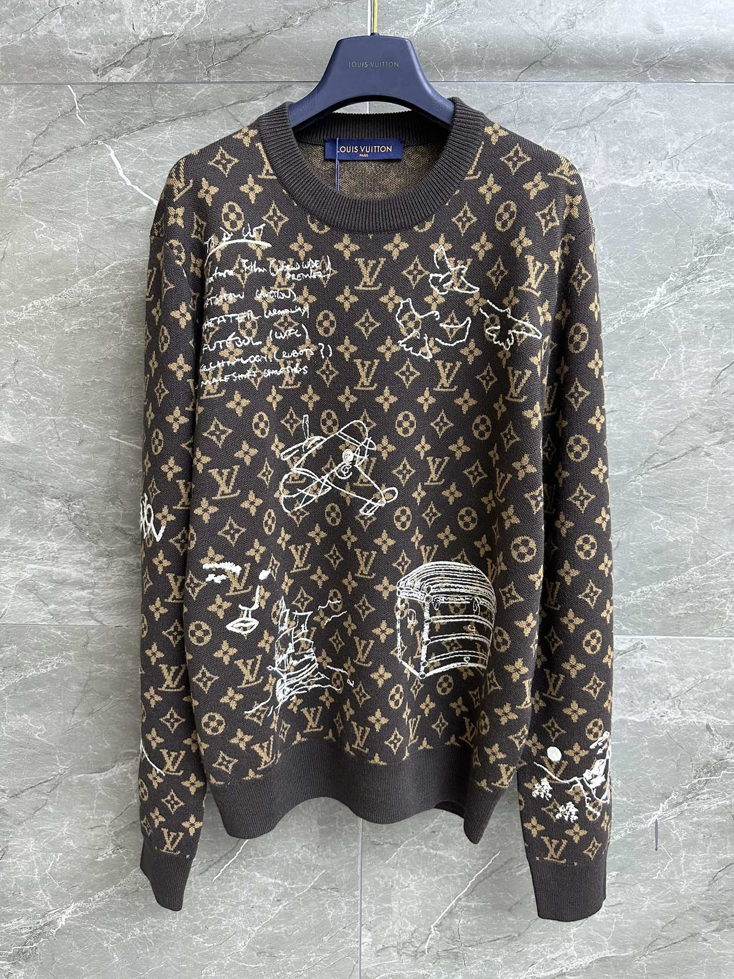Louis Vuitton AAAAA
 Clothing Sweatshirts Embroidery Unisex Knitting Wool Fall/Winter Collection SML535380