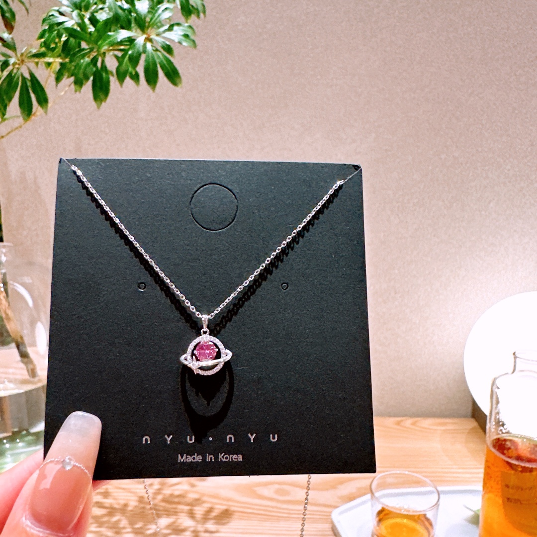 Fine Silver Moissanite Necklace Light Luxury Anniversary Silver