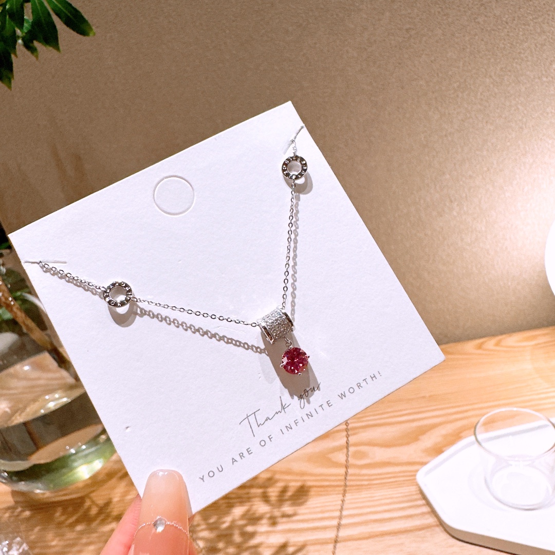 Solid Silver Moissanite Necklace Fresh Graduation Silver