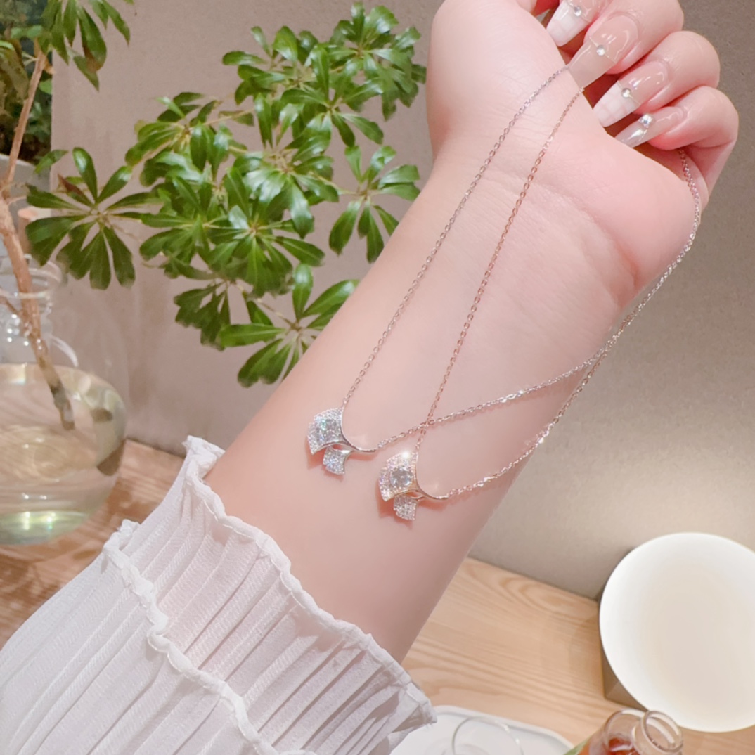 Fine Silver Moissanite Necklace Girly Teacher's Day Gold