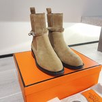 1:1 Clone
 Hermes Kelly Martin Boots Women Calfskin Cowhide Fall/Winter Collection Fashion