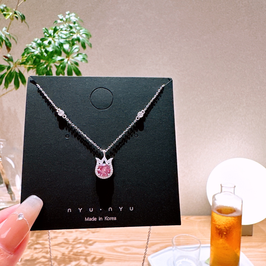 S925 Sterling Silver Moissanite Necklace Sweet Gift for Her Gold