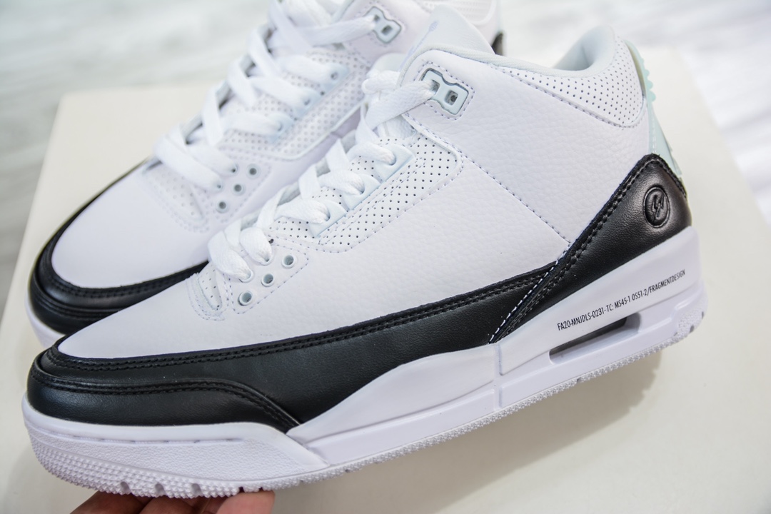 PB Pure Original Fragment Design x Air Jordan 3 Retro ”White” AJ3 Fujiwara Hiroshi co-branded black and white DA3595-100