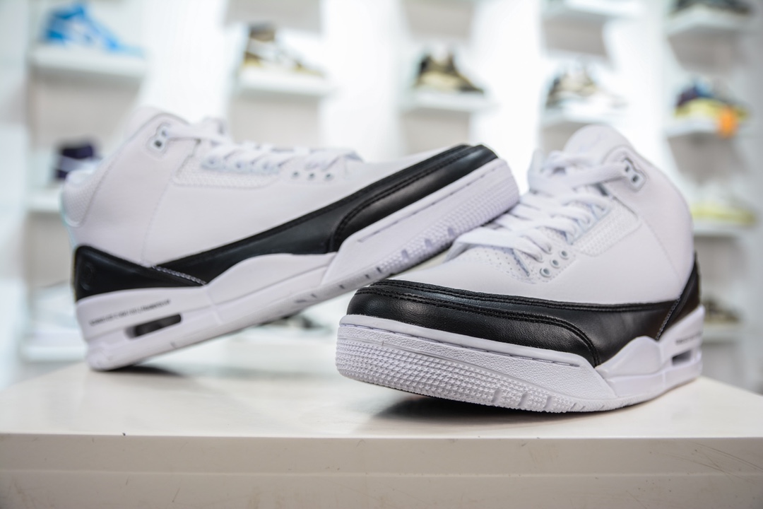 PB Pure Original Fragment Design x Air Jordan 3 Retro ”White” AJ3 Fujiwara Hiroshi co-branded black and white DA3595-100