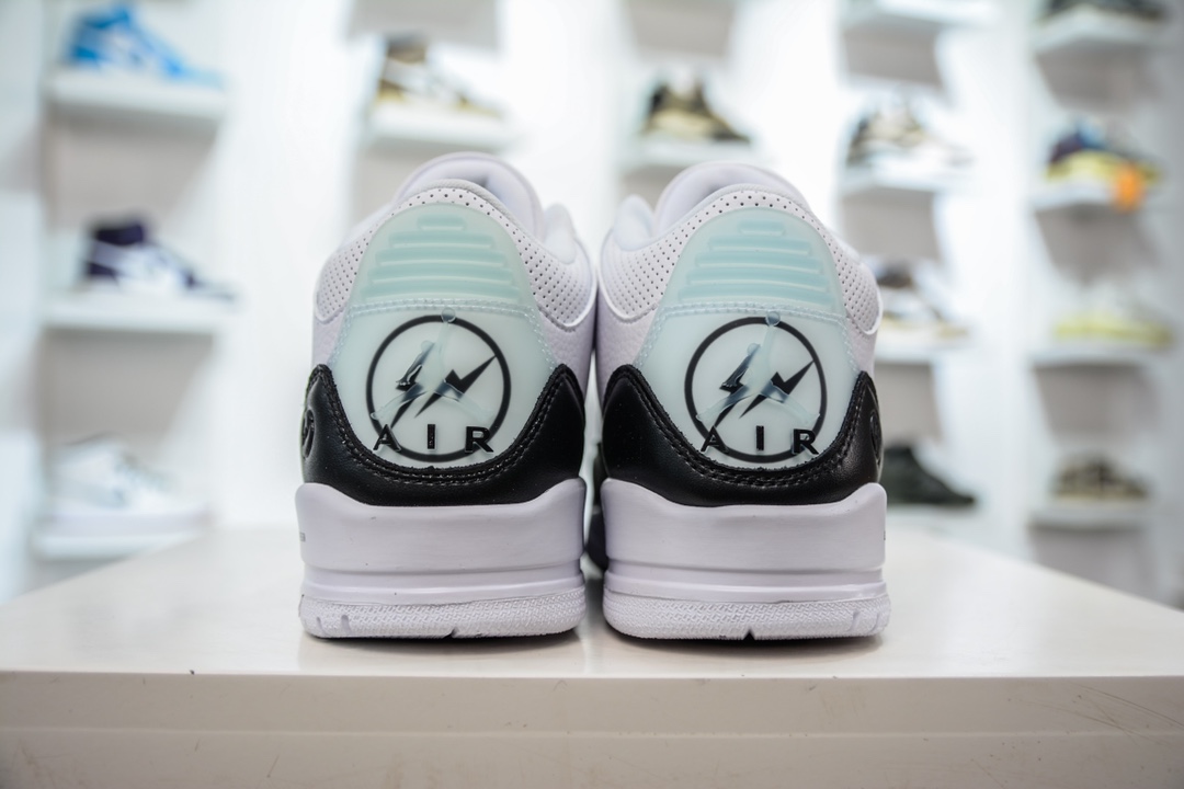 PB Pure Original Fragment Design x Air Jordan 3 Retro ”White” AJ3 Fujiwara Hiroshi co-branded black and white DA3595-100