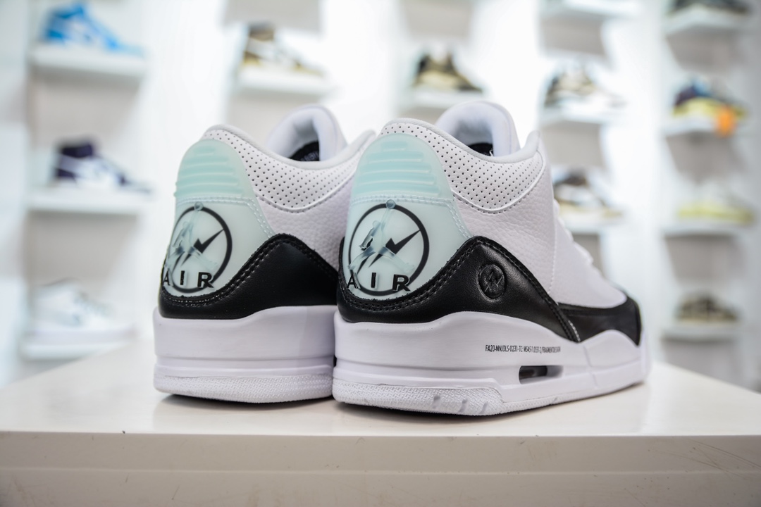 PB Pure Original Fragment Design x Air Jordan 3 Retro ”White” AJ3 Fujiwara Hiroshi co-branded black and white DA3595-100