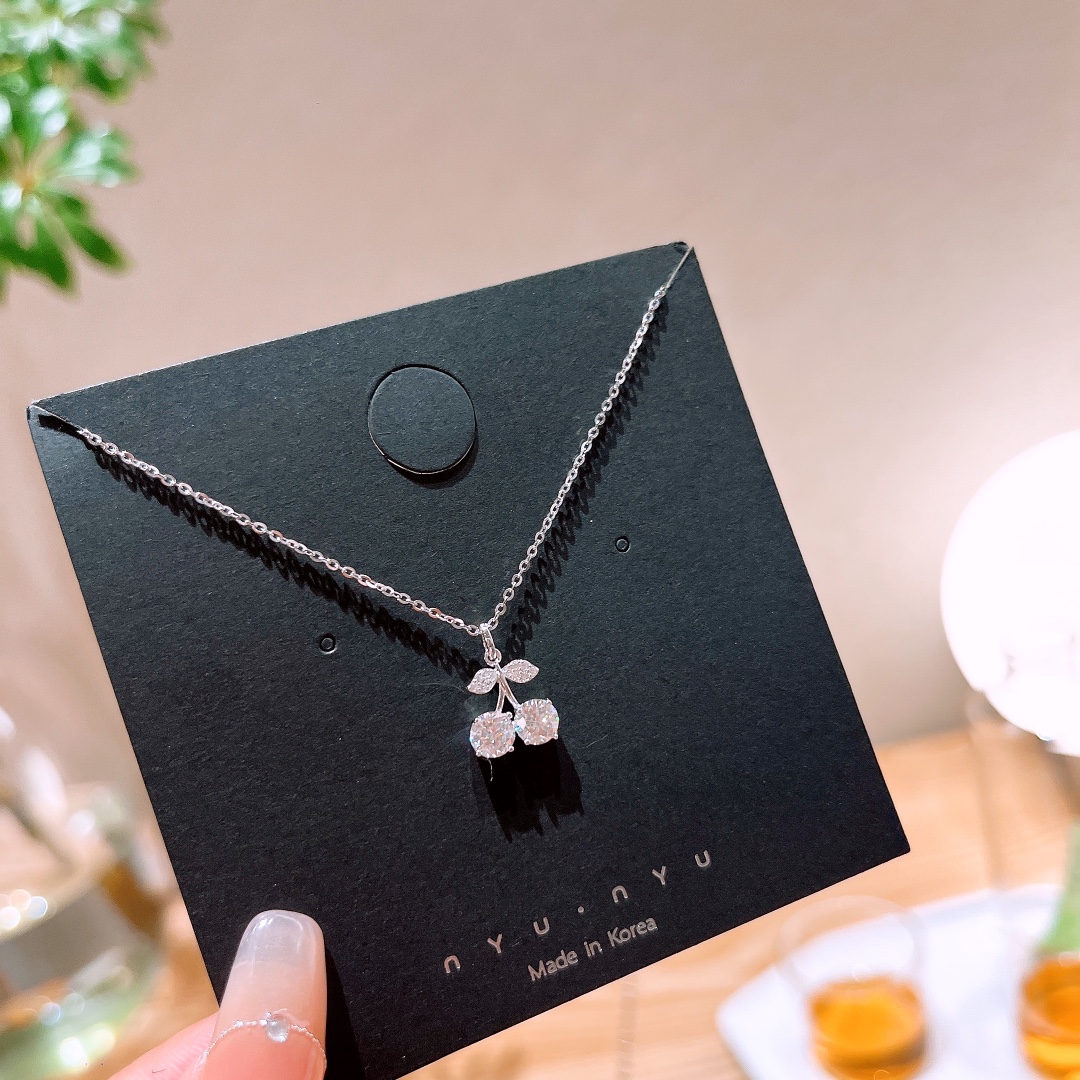 Fine Silver Moissanite Necklace Korean Style Christmas Gold