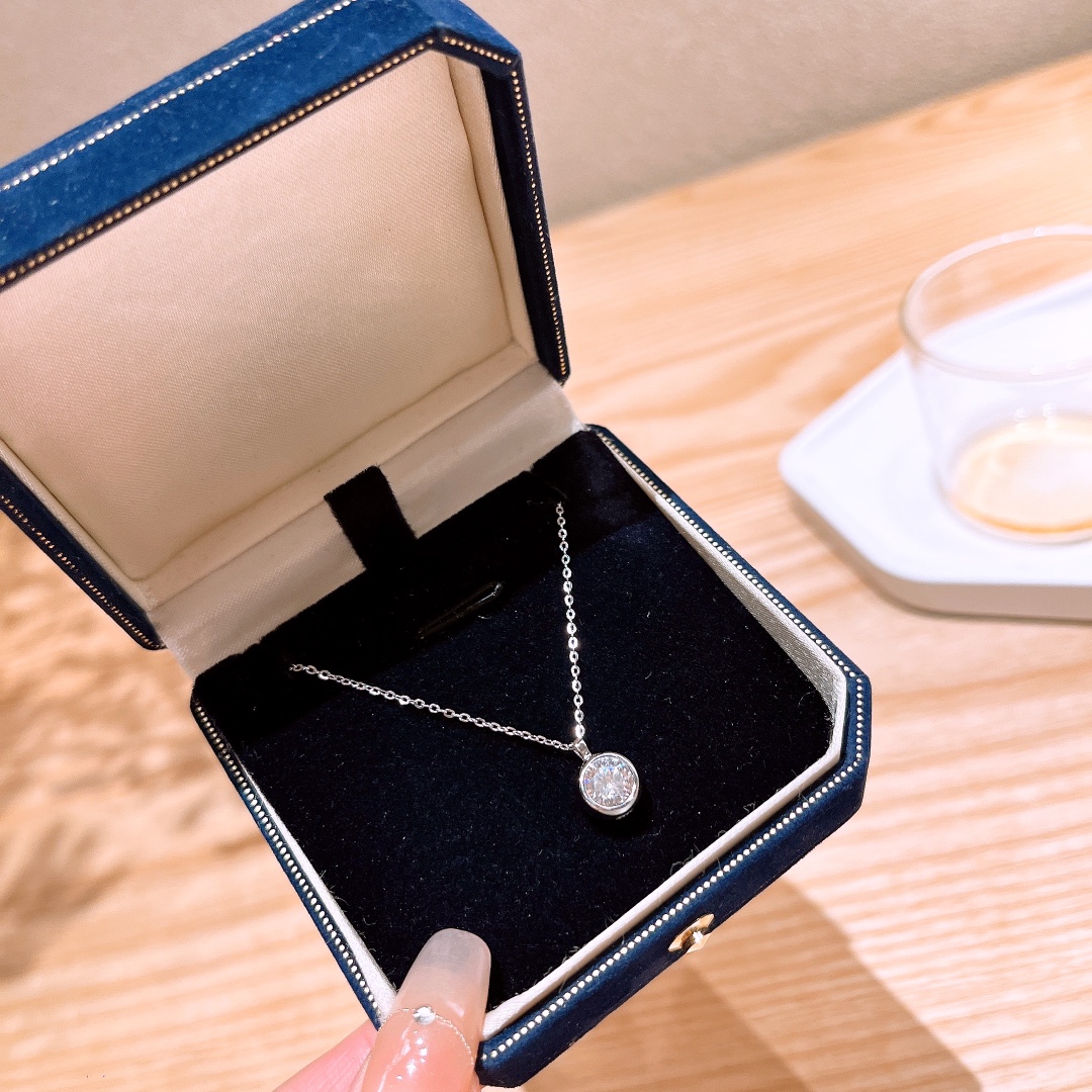 Nickel Free Silver Moissanite Necklace Ins Style Date Night Silver